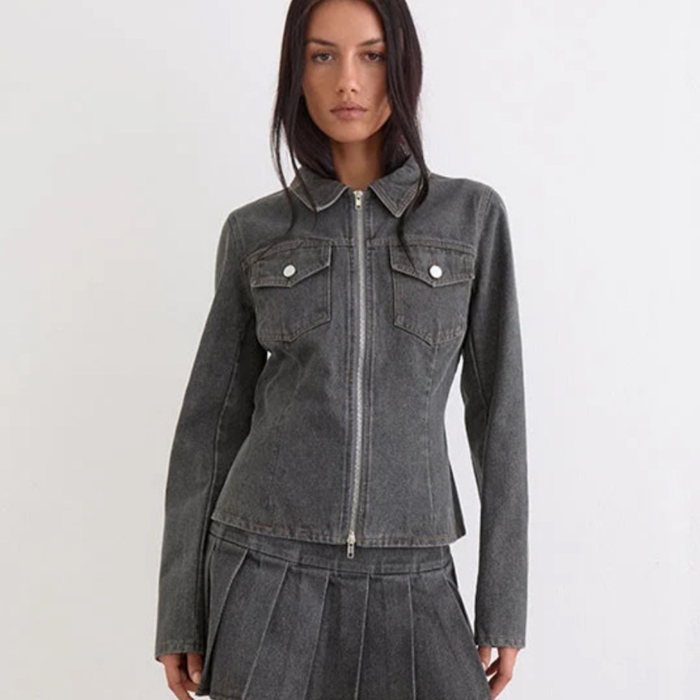 Motel rocks Rohana Jacket In Denim Grey Wash